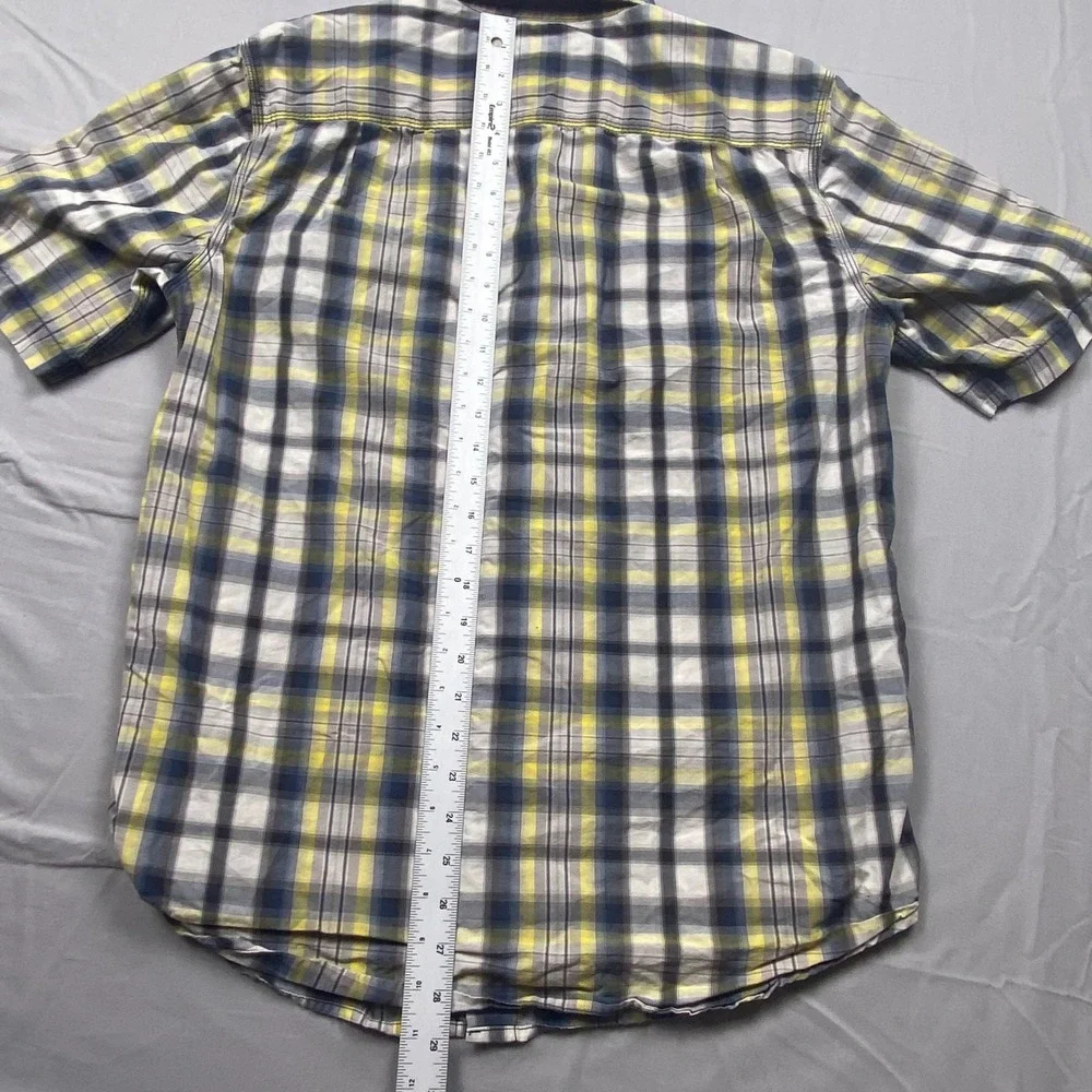 Carhartt Relaxed Fit Plaid Button Down Shirt Mens‎ Medium Yellow Blue Casual